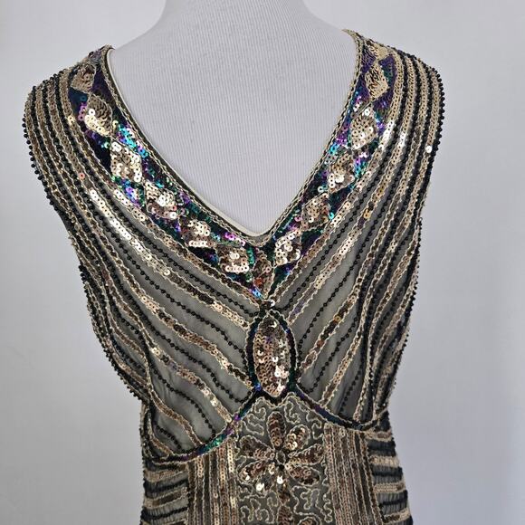Roaring 20s Flapper Dress Art Deco Women Sequin Gatsby NYE Costume Women Medium - Picture 8 of 14
